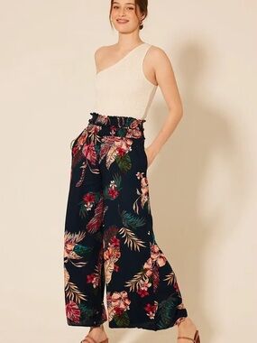 NWT Patrons of Peace Navy Floral Wide Leg Pants